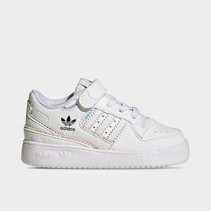 Adidas Kids&apos; Toddler Originals Forum Low Stretch Lace Recycled Casual Shoes in White/Cloud White Size 8.0 Leather/Lace - 3545705
