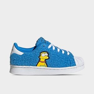 Adidas Girls&apos; Little Kids&apos; Originals x The Simpsons Superstar Casual Shoes in Blue/Blue Size 13.0 - 3546596