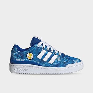 Adidas Big Kids&apos; Originals Forum Low Casual Shoes in Blue/Royal Blue Size 6.0 Leather - 3545256