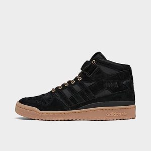 Adidas Men&apos;s Originals Forum Mid Casual Shoes in Black/Black Size 12.0 Leather - 3092676