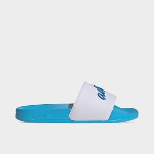 Adidas Women&apos;s Adilette Shower Slide Sandals in Blue/White Size 11.0 - 3506590