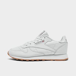 Reebok Big Kids&apos; Classic Leather Casual Shoes in White/Footwear White Size 3.5 - 3114313
