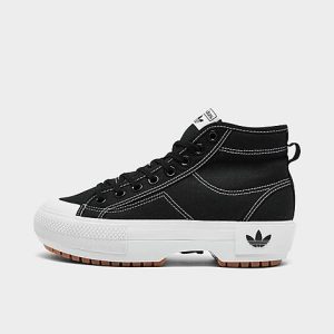 Adidas Women&apos;s Originals Nizza Trek Sneaker Boots in Black/Core Black Size 9.0 Canvas - 3054702