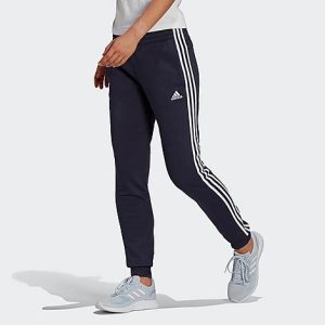 Adidas Women&apos;s Essentials Slim Tapered Cuffed Jogger Pants in Blue/Ink Size XL Cotton - 5759133