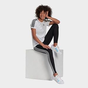 Adidas Women&apos;s Originals Adicolor Classics 3-Stripes Leggings in Black/Black Size XL Cotton/Jersey - 5718102