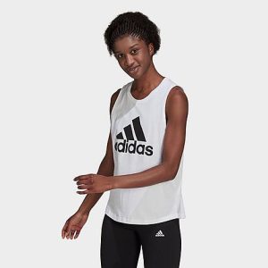 Adidas Women&apos;s Essentials Big Logo Crewneck Tank Top in White/White Size XL 100% Cotton/Jersey - 5869506