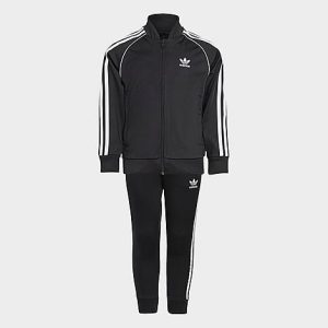 Adidas Infant and Kids&apos; Toddler Originals Adicolor SST Track Suit in Black/Black Size 4 T Polyester/Knit - 5758058
