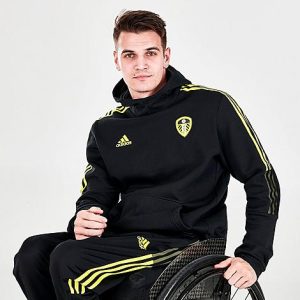 Adidas Men&apos;s Badge of Sport Leeds United FC Pullover Hoodie in Black/Black Size Small Cotton/Polyester/Fleece - 5808014