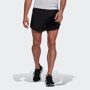 Adidas Men&apos;s Fast Reflective Split Running Shorts in Black/Black Size XL Polyester/Plastic - 5835547