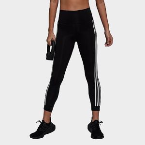 Adidas Women&apos;s Optime Trainicons 3-Stripes Training Tights in Black/Black Size Small Polyester/Plastic - 5840931