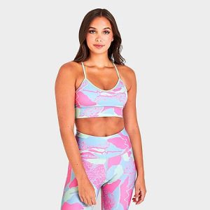Reebok Women&apos;s Classics Contour Floral Print Light-Support Sports Bra Size Medium Cotton/Jersey - 5795518