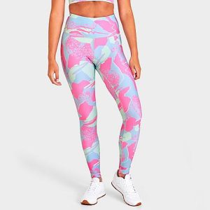 Reebok Women&apos;s Workout Ready Printed Leggings Size Small Polyester - 5795427