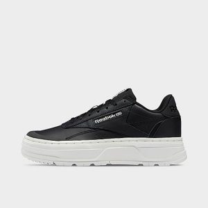 Reebok Women&apos;s Club C Double Geo Casual Shoes in Black/Core Black Size 11.0 Leather - 3093693