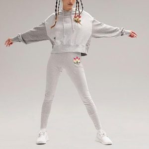 Adidas Women&apos;s Originals Logo Play Leggings in Grey/Light Grey Heather Size XL Cotton/Jersey - 5817385