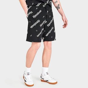Reebok Men&apos;s Identity All-Over Print Shorts in Black/Black Size 2XL Cotton/Polyester/Fleece - 5773760