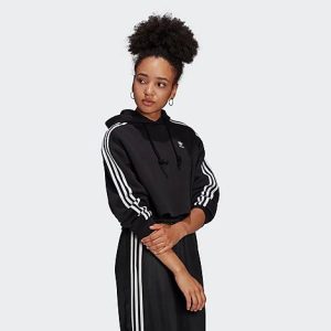 Adidas Women&apos;s Originals Adicolor Classics Cropped Hoodie in Black/Black Size Small Cotton/Polyester/Fleece - 5817178