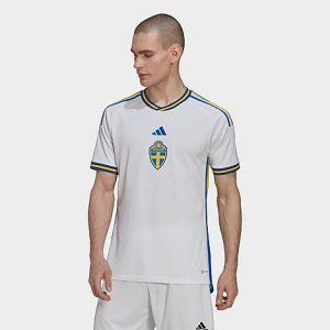 Adidas Men&apos;s Sweden 22 Away Soccer Jersey in White/White Size 2XL Polyester/Plastic/Jersey - 5887851