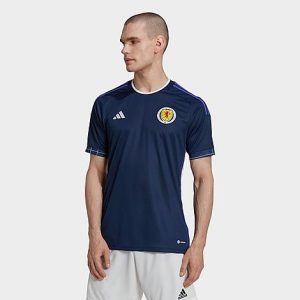 Adidas Men&apos;s Scotland 22 Home Soccer Jersey in Blue/Team Navy Blue Size 2XL Polyester/Plastic/Jersey - 5887961