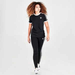 Adidas Women&apos;s Originals Adicolor Classics 3-Stripes Tights in Black/Black Size XL Cotton/Jersey - 5758332