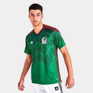 Adidas Men&apos;s Mexico 22 Home Soccer Jersey in Green/Vivid Green Size Small Polyester/Plastic/Jersey - 5831329