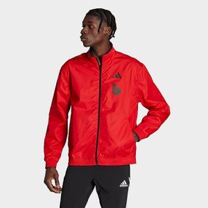 Adidas Men&apos;s Soccer Reversible Belgium Soccer Anthem Jacket in Red/Black Size 2XL Polyester/Twill/Plastic - 5888151