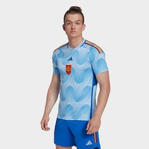 Adidas Men&apos;s Spain 22 Away Soccer Jersey in Blue/Blue Size 2XL Polyester/Plastic/Jersey - 5888339