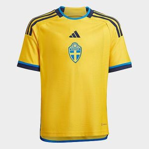 Adidas Kids&apos; Sweden 2022 Home Soccer Jersey in Yellow/Yellow Size XL Polyester/Jacquard/Jersey - 5887706