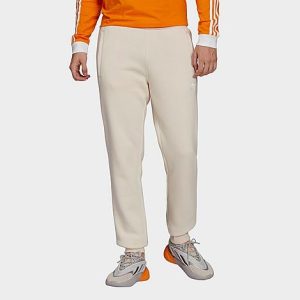 Adidas Men&apos;s Originals Adicolor Essentials Trefoil Pants in Off-White/Wonder White Size Medium Cotton/Polyester/Fleece - 5867347