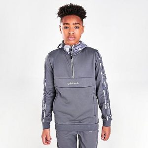Adidas Boys&apos; Originals Half-Zip Camo Hoodie in Camo/Grey/Grey Five Size XL 100% Polyester/Fleece - 5749612