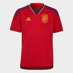 Adidas Kids&apos; Spain 2022 Home Soccer Jersey in Red/Team Power Red Size XL Polyester/Jersey - 5887701