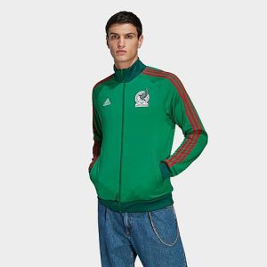 Adidas Men&apos;s Soccer Mexico 3-Stripes Track Top in Green/Vivid Green Size 2XL Polyester/Plastic - 5888266