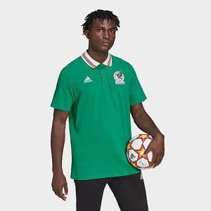 Adidas Men&apos;s Sportswear Mexico Soccer DNA Polo Shirt in Green/Vivid Green Size Medium 100% Cotton - 5888294