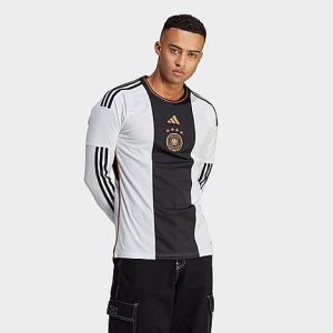 Adidas Men&apos;s Germany 22 Long-Sleeve Home Soccer Jersey in White/White Size Small Polyester/Plastic/Jersey - 5888195