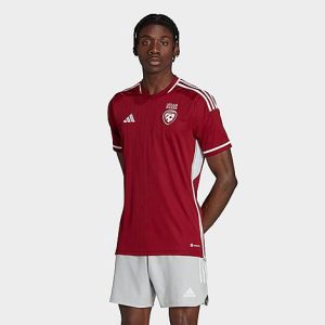 Adidas Men&apos;s Latvia 22 Home Soccer Jersey in Red/Team Collegiate Burgundy Size 2XL Polyester/Plastic/Jersey - 5888004