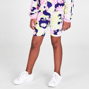 Adidas Girls&apos; Originals Allover Floral Print Bike Shorts in White/White Size XL Cotton - 5769265