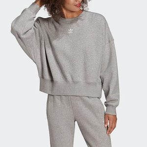 Adidas Women&apos;s Originals Essentials Crewneck Sweatshirt in Grey/Medium Grey Heather Size XL Cotton/Polyester/Fleece - 5812692