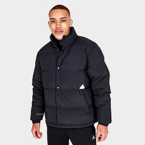 Adidas Men&apos;s Sportswear Full-Zip Puffer Jacket in Black/Black Size 2XL Nylon - 5831493