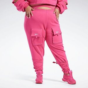 Reebok Women&apos;s Cardi B Knit Cargo Sweatpants (Plus Size) in Pink/Pink Fusion Size 3XL Cotton/Polyester/Fleece - 5798693