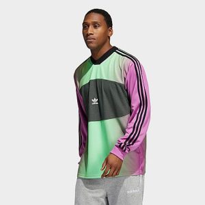Adidas Men&apos;s Originals Goalkeeper Jersey in Green/Purple/Semi Pulse Lilac Size Medium Polyester/Knit/Plastic - 5887832