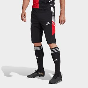 Adidas Men&apos;s Soccer Messi Condivo 22 Cropped Pants in Black/Black Size Medium Polyester/Plastic - 5887884