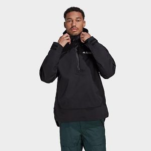 Adidas Men&apos;s TERREX 2 Layer RAIN. RDY Snow Anorak Jacket in Black/Black Size Large Polyester/Plastic - 5888419