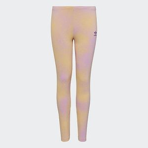 Adidas Girls&apos; Originals Graphic Print Leggings in Purple/Yellow/Bliss Lilac Size Large Cotton - 5809032