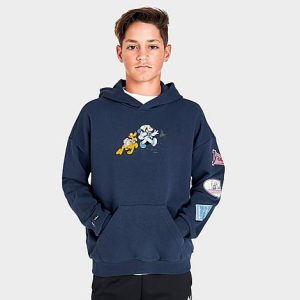 Adidas Kids&apos; Originals x Disney Mickey and Friends Hoodie in Blue/Legend Ink Size Medium Cotton/Polyester - 5808676