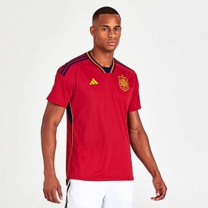 Adidas Men&apos;s Spain 22 Home Soccer Jersey in Red/Team Power Red Size Large Polyester/Plastic/Jersey - 5831446