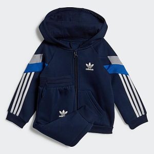 Adidas Infant and Toddler Originals Full-Zip Hoodie and Jogger Pants Set in Blue/White/Night Indigo Size 12 M Cotton/Polyester/Fleece - 5808723