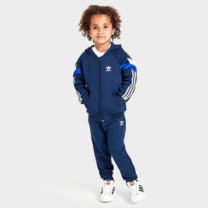 Adidas Infant and Toddler Originals Full-Zip Hoodie and Jogger Pants Set in Blue/White/Night Indigo Size 4 T Cotton/Polyester/Fleece - 5808706