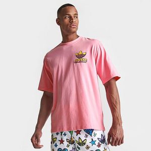 Adidas Originals x Jeremy Scott Graffiti Graphic T-Shirt in Pink/Light Pink Size 2XL 100% Cotton/Jersey - 5819187