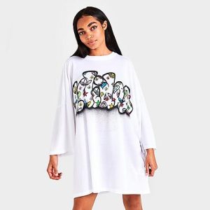 Adidas Women&apos;s Originals x Jeremy Scott T-Shirt Dress in White/White Cotton - 5820259