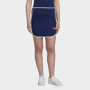 Adidas Women&apos;s Originals Lifestyle Contrast Mini Skirt in Blue/Night Sky Size Large Cotton/Jersey - 5869745