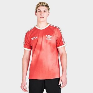 Adidas Men&apos;s Originals Mellow Ride Club Graphic Print T-Shirt in Red/Crew Red Size 2XL 100% Cotton - 5811094